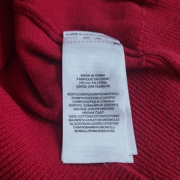 2/$30 Lauren Ralph Lauren Women's Cotton Red Sweater with Buckle Detail - Picture 4 of 6